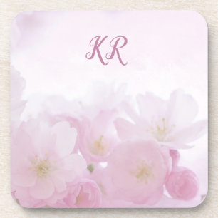 Dainty & Elegant Lila Flowers Floral Monogramed Bier Onderzetter