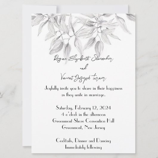 Dainty et élégante invitation de mariage (Devant)