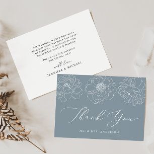 Dainty Floral Dusty Blue Wedding Bedankkaart