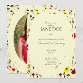 Dainty Floral Feminine Graduation Invitation (Devant / Derrière)