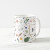 Dainty floral Monogram Koffiemok (Voorkant rechts)