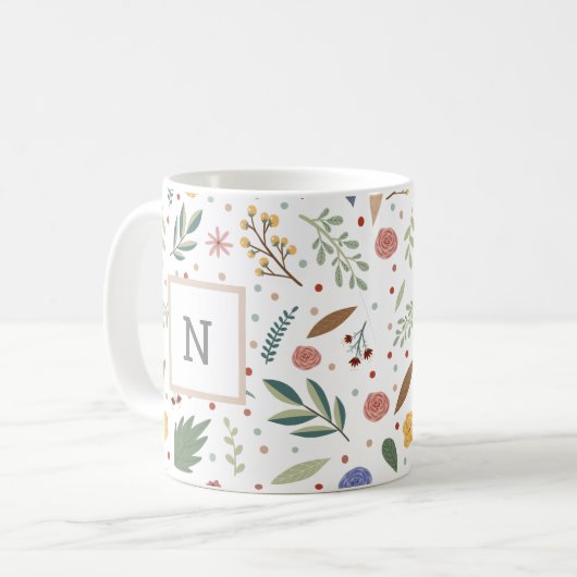Dainty floral Monogram Koffiemok (Voorkant links)