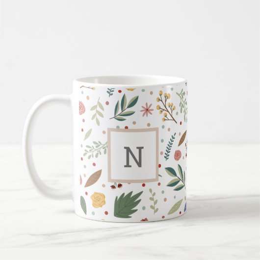 Dainty floral Monogram Koffiemok (Links)