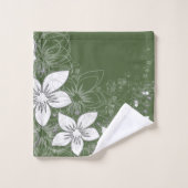 Dainty Floral Scroll on Green Bath Towel Set Bad Handdoek (Wasdoekje)