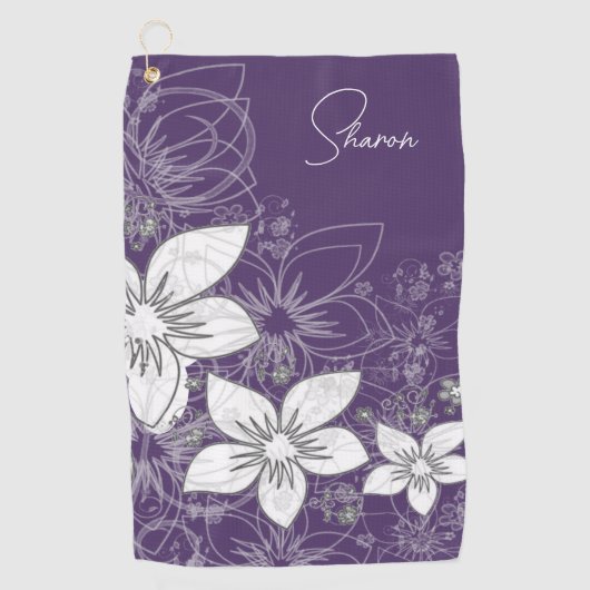 Dainty Floral Scroll on Plum Golfhanddoek (Voorkant)