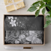 Dainty Floral Scroll op Black Tissuepapier (Geschenk)