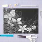 Dainty Floral Scroll op Black Tissuepapier (Craft)