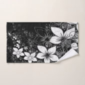 Dainty Floral Scroll sur noir (Serviette à main)