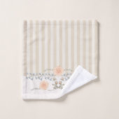 Dainty Floral Trim Cream Stripe (Gant de toilette)