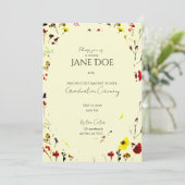 Dainty Floral Vrouwelijk Afstuderen Uitnodiging (Staand voorkant)