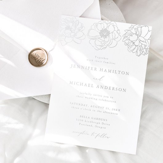 Dainty Floral Wedding Folie Uitnodiging