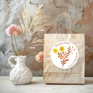 Dainty Florals Elegant DANK U BABY SHOWER Ronde Sticker