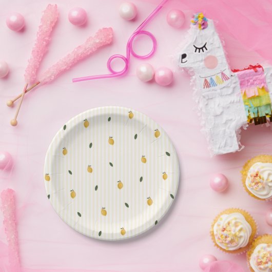 Dainty Lemon Pattern Party Papieren Bordje (Feest)