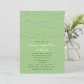 Dainty Pearls Baby shower Invitation (zacht groen) Kaart (Staand voorkant)