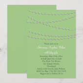 Dainty Pearls Baby shower Invitation (zacht groen) Kaart (Voorkant / Achterkant)
