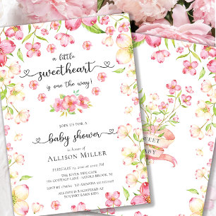 Dainty Pink Floral Sweeite Baby shower Kaart