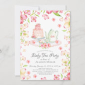 Dainty Rose Floral Baby Tea Party Invitation (Devant)
