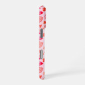 Dainty Roze Hart Patroon & Monogram Wit Hart iPhone Hoesje (Rechterkant)