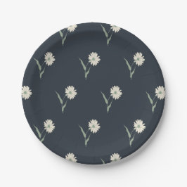 Dainty Scattered Aster Botanical | Deep Charcoal Papieren Bordje
