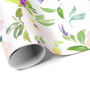 Dainty Waterverf Flowers   Pioenen en Wisterias Cadeaupapier