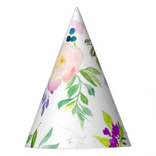 Dainty Waterverf Flowers Pioenen en Wisterias Feesthoedjes