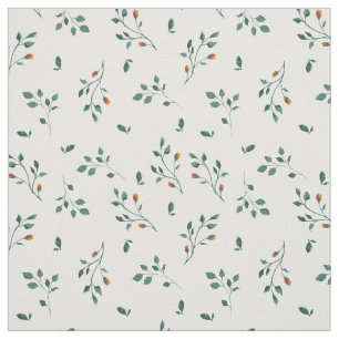 Dainty White Green Floral Pattern Stof