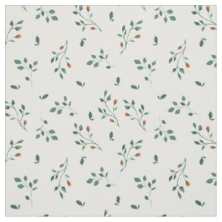 Dainty White Green Floral Pattern Stof