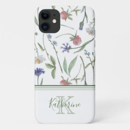 Dainty wild bloemen gepersonaliseerd iPhone 11 hoesje