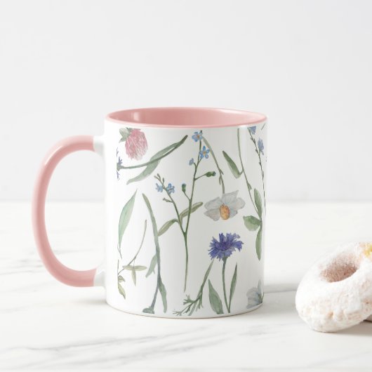 Dainty wilde bloemen mok (Met donut)