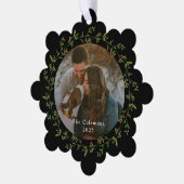 Dainty Wreath Photo Orament Carte de Noël (Gauche)