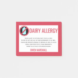 Dairy Allergy Alert Restaurant Chef Custom Post-it® Notes