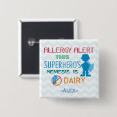 Dairy Allergy Alert Superheld Boy Button (Voorkant /achterkant)