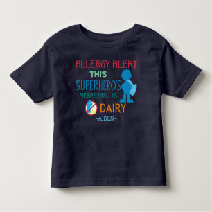 Dairy Allergy Alert Superheld Boy Silhouette Kinder Shirts