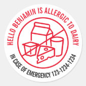 Dairy Allergy Ronde Sticker (Voorkant)