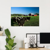 Dairy Cattle and Red Barn Print (Thuiskantoor)