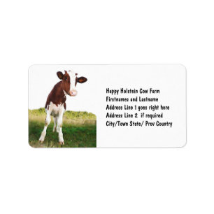 Dairy Cow - Painted Brown & White Holstein Etiket