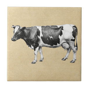 Dairy Cow Sepia Tegeltje