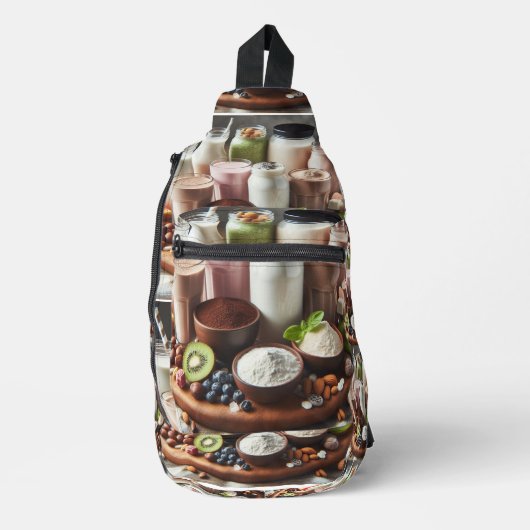 Dairy Delight Melk & Kaas Print Cut Naaizak Sling Bag (Voorkant)