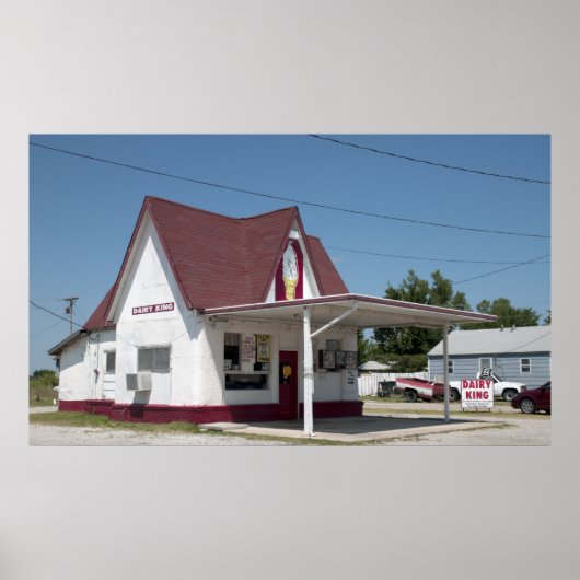 Dairy King Ice Cream Cafe, Route 66, Commerce, MO Poster (Voorkant)