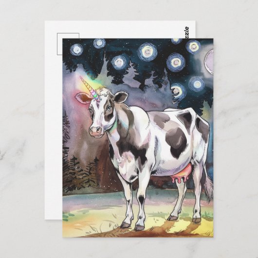 Dairy Koe Unicorn Briefkaart (Voorkant / Achterkant)