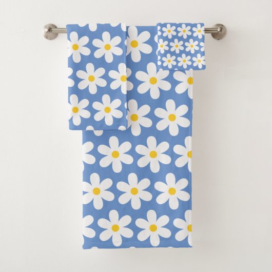 Daisées Retro Floral Pattern Blanc Bleu (En situation)