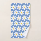 Daisées Retro Floral Pattern Blanc Bleu (Serviette à main)