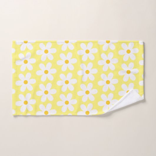 Daisées Retro Floral Pattern Blanc Jaune (Serviette à main)