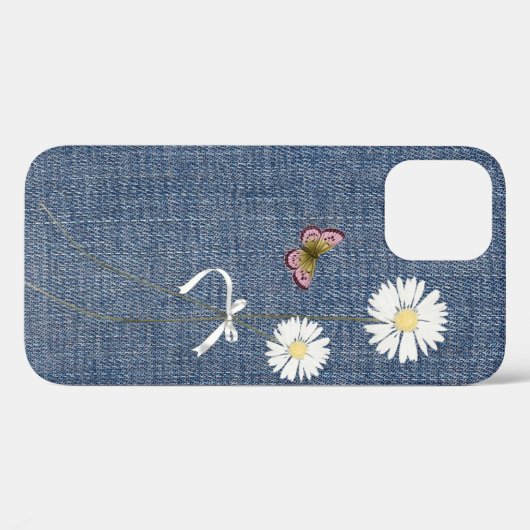 Daisées sur Denim Coque-Mate coque iphone (Verso (horizontal))