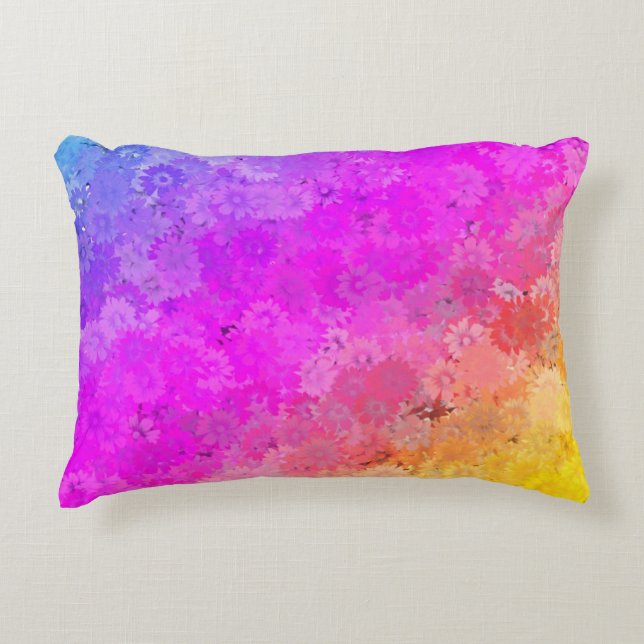 Daises Rainbow Floral Polyester of Katoen Decoratief Kussen (Voorkant)