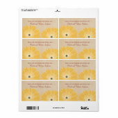 Daisières délicates Étiquettes de mariage, Jaune (Feuille entière)