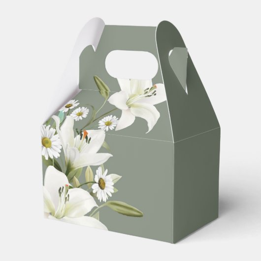 Daisies and White Lilies Green Background Fa Bedankdoosjes (Achterkant)