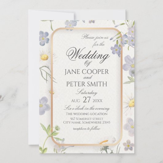 Daisies and wildflowers floral Wedding Invitation (Devant)