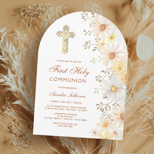 Daisies Arch Première communion Invitation
