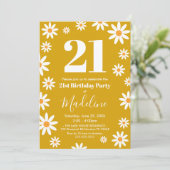 Daisies Birthday Party mustard Invitation (Debout devant)